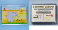 Schweiz Valcambi Goldbar Ottifant Otto Waalkes with Certificate in Box -