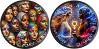 Kanada 5 Dollar Women`s Day March 8th Gift International Womens Day Silver Coin 1oz 2024 Black Uncirculated + color