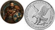 Polen 1 Dollar Pièce d'argent 1 oz American Silver Eagle The Vikings Thorin Steelheart 2025 cou -