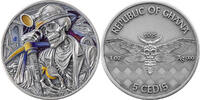Pièce dargent 1 oz Memento Mori Miner 2025 Couleur Proof Ghana 5 Credis Argent Épreuve couleur