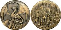 USA  Médaille 4 oz Dragon dor légal Base en métal doré Finition antique Alliage de z FDC