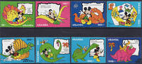 Uganda Uganda 1993 ** - Disneymarken, Stegosaurus mit Micky Maus -
