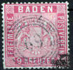 Baden 1861, 9 Kreuzer lebhaftrosarot, Ring-Stempel 69 -