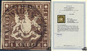 Deutschland 1 Kreuzer tiefdunkelbraun 1859, Würtemberg -