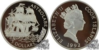 Cook-Inseln Neuseeländische Verwaltung 5 Dollar 5 Dollar 1992 - Segelschiff Astrolabe -