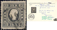 Österreich 1858 o - 3 Kreuzer - Freimarke, Kaiserkopf nach links, Type I. b, mit Attest: Matl -