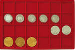Münztableau für 24 Münzen bis 47 mm Ø in rot. -