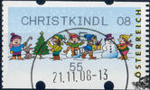 Österreich 2008 Automatenmarke o - € 0,55 - Spielende Kinder im Schnee: CHRISTKINDL 08 -