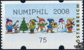 Österreich 2008 Automatenmarke ** - € 0,75 - Spielende Kinder im Schnee: NUMIPHIL 2008 -