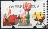 Österreich 2009 Automatenmarke ** - € 1,00 - Druckzylinder-Überlauf - Tulpen: ÖVEBRIA 2009 -