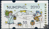 Österreich 2010 Automatenmarke o - € 0,55 - Engel und Schneemann: NUMIPHIL 2010 -