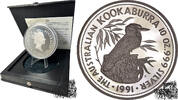 Australien 50 Dollar 50 Dollar 1991 - Kookabura - 10oz Silber - im Originaletui mit Zertifikat -