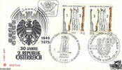 Österreich Österreich FDC 1975 - 2 S - 30 Jahre Zweite Republik - Kombination - 1010 Wien und 1150 Wien -
