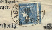 Österreich 1851 o - 0,6 Kreuzer - Blauer Merkur auf Zeitungsausschnitt -