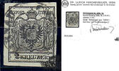 Österreich 1854 o - 2 Kreuzer Maschinenpapier - Nr.2 IIIb, schwarz- Attest Dr. Ferchenbauer -