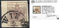 Österreich 1854 o - 6 Kreuzer Handpapier - Nr.4 M III rosabraun - Attest Dr. Ferchenbauer -