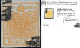 Österreich 1850 o - 5 Centesimi Handpapier - Nr.1 H Ib - orange - Attest Ferchenbauer -