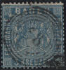 Baden 1860, 3 Kreuzer, gestempelt, preußischblau, 10 a o - zentrierter Fünfkreisstempel 68 -