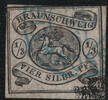 Braunschweig Nr. 5 o - 1/3 Silbergr., Schwarz auf weiß, oben min. tangiert -