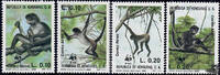 Honduras Honduras 1990 ** - 2x0,10 + 2x0,20 L - Weltweiter Naturschutz: Geoffroy-Klammeraffe - Satz -