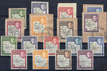 Falklandinseln Falkland-Inseln 1946 o/Brfst. - 0,5 P-1 Sh - Falkland abhängige Gebiete, König Georg VI., Karte der Falklandinseln - Satz I und -