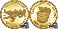 1500 France 1500 Francs 2005 - Kongo - 75. Jubiläum Junkers JU 52/3M -