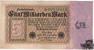 5 Milliarde Mark 1923 - FZ und KN 8-stellig grün - Deutschland - vorzüglich -