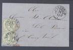 Deutschland vor 1945 Thurn & Taxis, Brief 1 Kreuzer Paar MeF Ortsstempel aus Bensheim -
