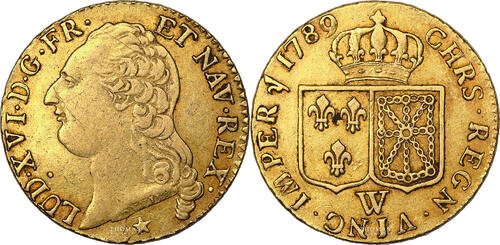 Monnaie France - Louis XVI - Louis d'or à la tête nue - 1789 W Lille TB+