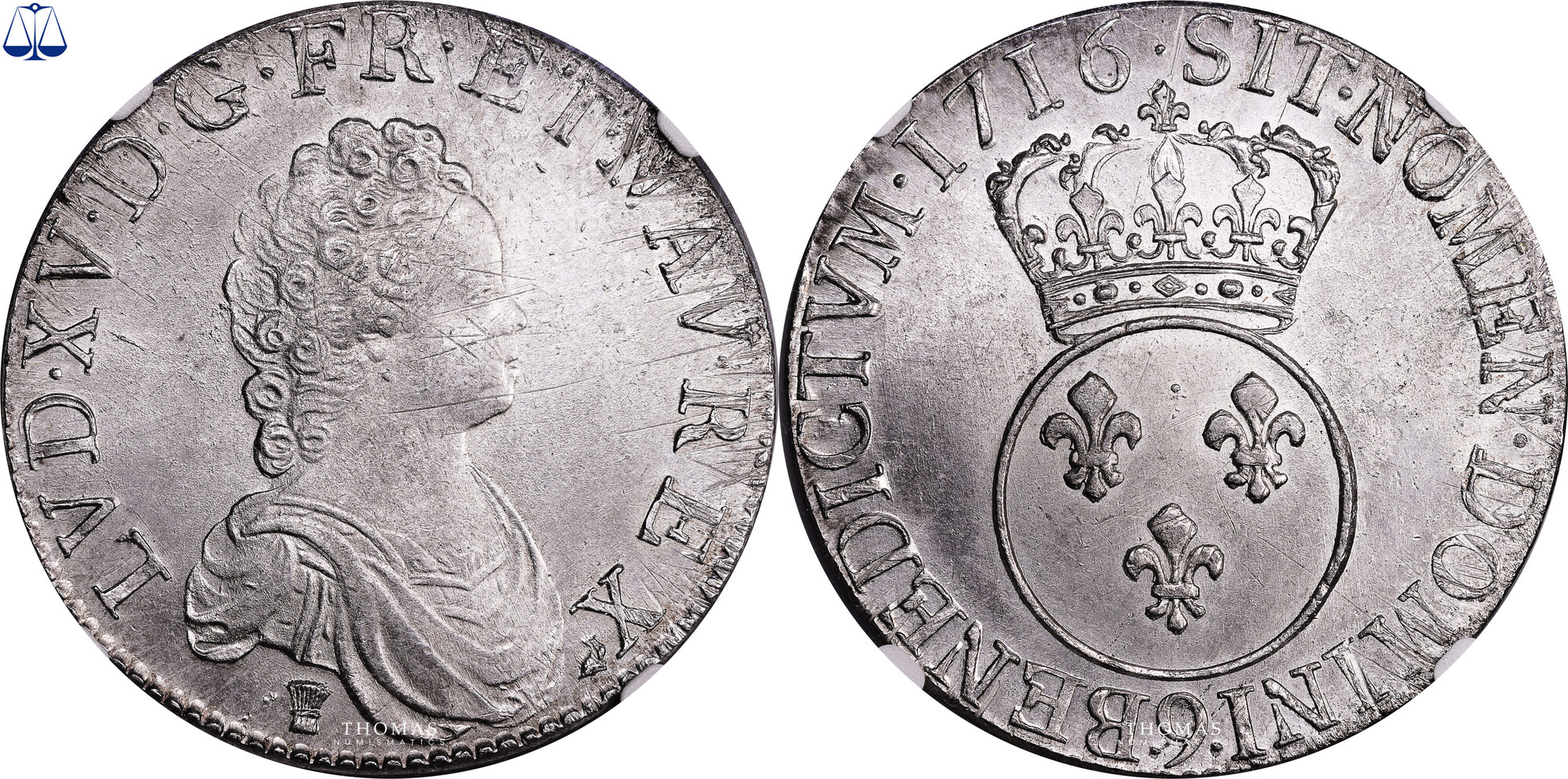 Ecu vertugadin Monnaie France - Louis XV - Écu Vertugadin - 1716 9 ...