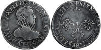 France Demi Franc tête nue Monnaie France - Louis XIII - Demi Franc à tête nue adolescente - col fraisé - 1615 D Lyon -