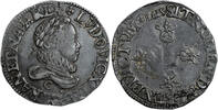 France Demi Franc Monnaie France - Louis XIII - Demi Franc grand buste lauré, col fraisé - 1615 C Saint Lô -