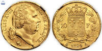 France 20 Francs Monnaie France - Louis XVIII - 20 Francs Or - 1824 A Paris - Fautée signature -