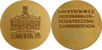 Silbermedaille 1970 Deutschland - Saarbrücken - vergoldet. Sabria 70 - Nationale Briefmarkenausstellung, Philatelie, in Etui vz-st
