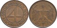 GERMANY Weimarer rep. 4 Pfennig 1932 A Weimarer rep. frappé Berlin XF 11,00 EUR  + 10,00 EUR frais d'envoi