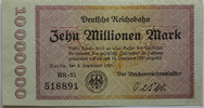 Reichsbahn Berlin 10 Millionen Mark 1923 1 1,50 EUR prix TTC + 8,99 EUR frais d'envoi