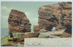Deutsches Reich HELGOLAND farbige Ansichtskarte mit Felsengruppe u. Fischerboot -