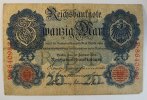 Deutsches Reich 20 Mark Rosenberg Nr. 47 b, Serie P, Unterdruck L, KN 7-stellig -