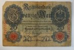 Deutsches Reich 20 Mark Rosenberg Nr. 47 b, Serie K, Unterdruck F, KN 7-stellig -
