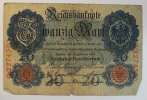 Deutsches Reich 20 Mark Rosenberg Nr. 47 b, Serie Q, Unterdruck L, KN 7-stellig -