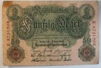 Deutsches Reich 50 Mark Rosenberg Nr. 42, Serie A, Unterdruck T, KN 7-stellig -
