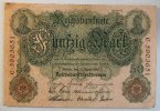 Deutsches Reich 50 Mark Rosenberg Nr. 42, Serie C, Unterdruck T, KN 7-stellig -