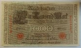 Deutsches Reich 1000 Mark Rosenberg Nr. 45 b, Serie N, Unterdruck U, KN 7-stellig rotes, Siegel -