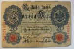 Deutsches Reich 20 Mark Rosenberg Nr. 47 b, Serie O, Unterdruck Z, KN 7-stellig -