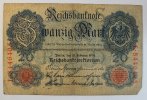 Deutsches Reich 20 Mark Rosenberg Nr. 47 b, Serie L, Unterdruck S, KN 7-stellig -