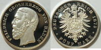 Baden 5 Mark Nachprägung 5 Mark Friedrich v. Baden 25 Gramm Silber -