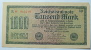 Weimar 1000 Mark Rosenberg Nr. 75 d, WZ: Dornen, KN rot, FZ: SB -