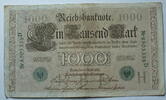 Kaiserreich 1000 Mark Rosenberg Nr. 46 b,grünes Siegel, Serie D, Unterdruck: H, KN: 7 stellig -