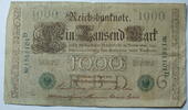 Kaiserreich 1000 Mark Rosenberg Nr. 46 b,grünes Siegel, Serie D, Unterdruck: G, KN: 7 stellig -