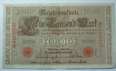 Kaiserreich 1000 Mark Rosenberg Nr. 45 b,rotes Siegel, Serie N, Unterdruck: U, KN: 7 stellig -